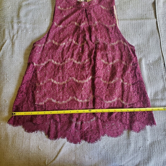 Burgundy Lace Mock Neck Top - Picture 8 of 11